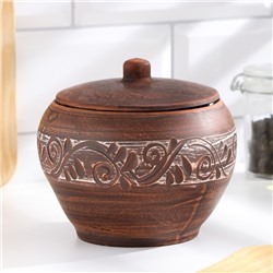 Горшок для жаркого «Ангоб», 700 мл, красная глина