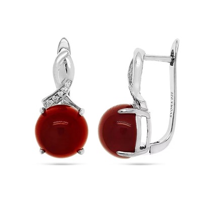 Серьги из серебра сердолик, МЦВ57
