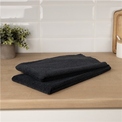 Тряпка для пола Raccoon, 220 г/м², 60×80 см, микрофибра, ультразвуковая обработка края, 2 шт, черная