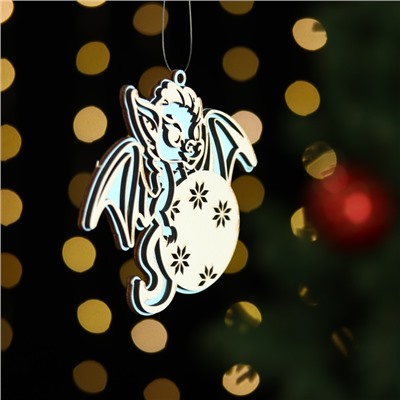 Ёлочная игрушка «Дракоша», дерево, двухслойный, голубой