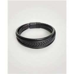 Браслет из стали на кожаном ремешке