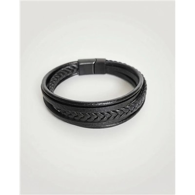 Браслет из стали на кожаном ремешке