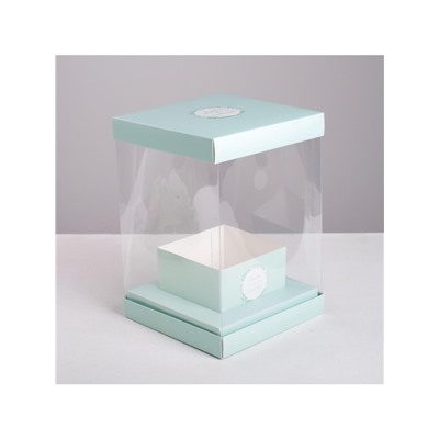 Коробка подарочная для цветов с вазой и пластиковыми окнами складная, упаковка, «Любви и Счастья», 16×23×16 см