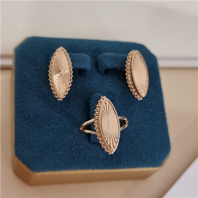 Комплект ювелирной бижутерии коллекция "Дубай" серьги и кольцо 20 р, покрытие позолота, арт.217.497-20