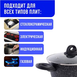 25078 Кастрюля алюм 2.2л 20см МРАМ/КРОШ (х6)