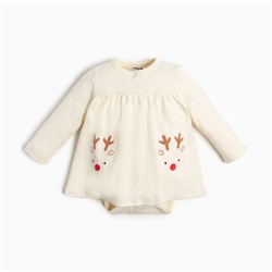 Боди детское - платье «Крошка Я» Mery Xmas, рост 62-68 см, бежевое