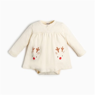 Боди детское - платье «Крошка Я» Mery Xmas, рост 62-68 см, бежевое