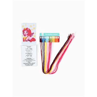 Вышивка крестиком для детей «Единорожка с подарком», набор для творчества, 14×10 см