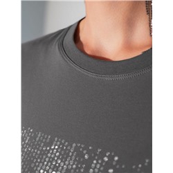 Нарядная футболка с принтом фольгой из премиального хлопка с эластаном