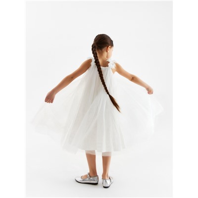 Платье нарядное для девочки MINAKU: PartyDress, рост 104-110 см, белое