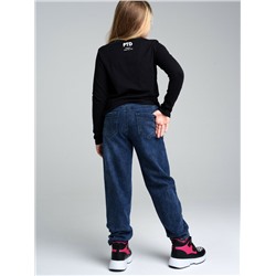 Брюки текстильные джинсовые утепленные флисом для девочек