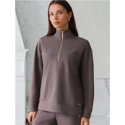 Джемпер с воротом на молнии из петельчатого футера двухнитки с эластаном