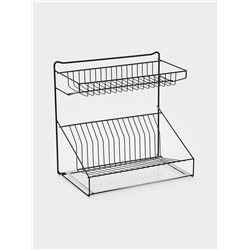 Посудосушитель настольный с поддоном, 38.5×38.5×24 см, черный
