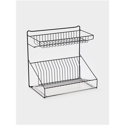 Посудосушитель настольный с поддоном, 38.5×38.5×24 см, черный