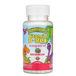 KAL, Dinosaurs, Vitamin D-Rex, со вкусом арбуза, 600 МЕ, 120 микротаблеток