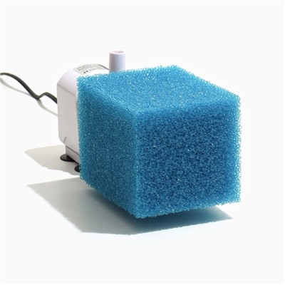 Губка прямоугольная для фильтра № 10, крупнопористая, 10×10×14 см, синяя