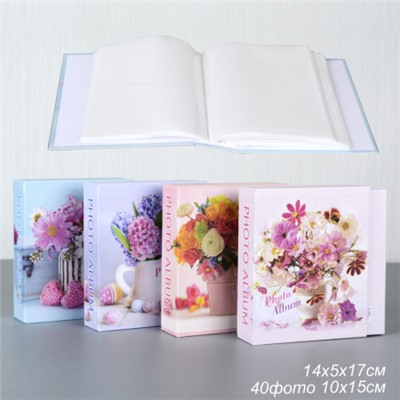 Фотоальбом 40 фото 10х15 Цветы / 9528 /уп 72/ (персиковый)