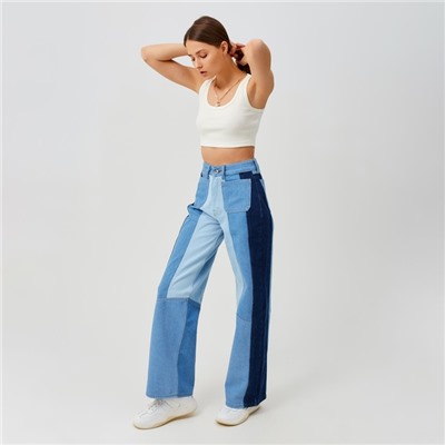 Джинсы женские палаццо MINAKU: Jeans Collection, размер 48, синие