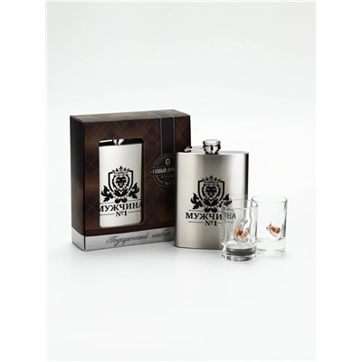 Подарочный набор «Самый лучший», стопки непробиваемые с пулей 2 шт.×50 мл, фляжка 240 мл.