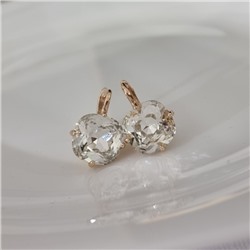 Серьги с кристаллом под Swarovski ювелирная бижутерия коллекция "Дубай" покрытие позолота, вставка: стекло, цвет: прозрачный, арт.414.696