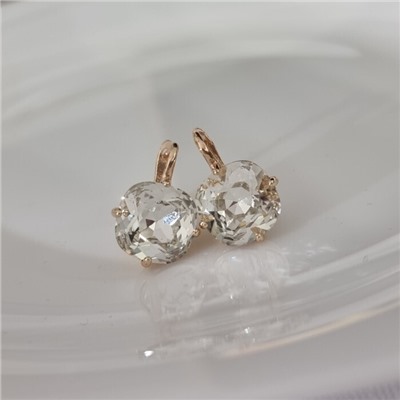 Серьги с кристаллом под Swarovski ювелирная бижутерия коллекция "Дубай" покрытие позолота, вставка: стекло, цвет: прозрачный, арт.414.696