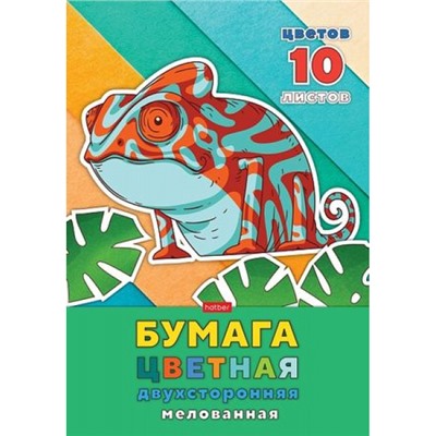 Набор цветной бумаги двусторонней мелованной А4 10л 10цв. "Хамелеон" в папке (088585) 32391 Хатбер
