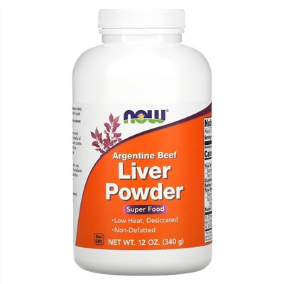 Now Foods, порошок из аргентинской говяжьей печени, 340 г (12 унций)