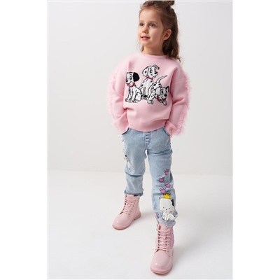 Брюки текстильные джинсовые для девочек PLAYTODAY, 1240255