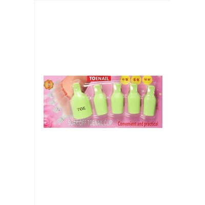 Nail Art Зажим-прищепка педикюрная для снятия искусственных покрытий/салатовые (5шт/уп.) KRISTALLER, 1106847