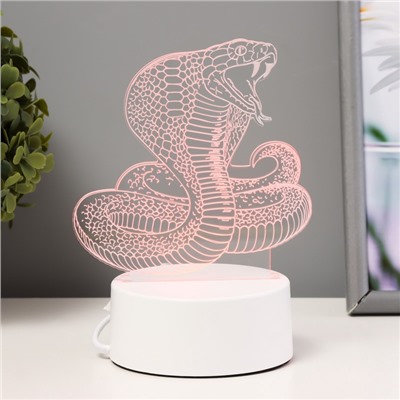 Светильник 3D RISALUX «Кобра», LED-ночник, RGB, от сети, 13.8×9.5×15 см