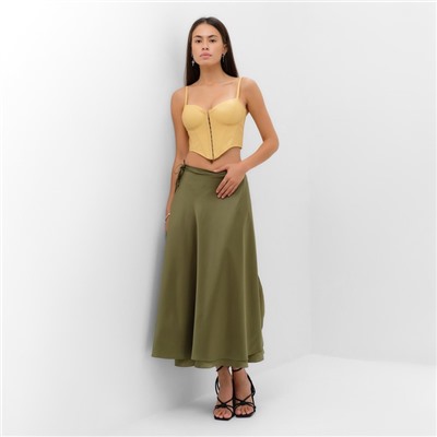 Юбка на запах миди женская MIST, Classic Collection, размер S-M, хаки