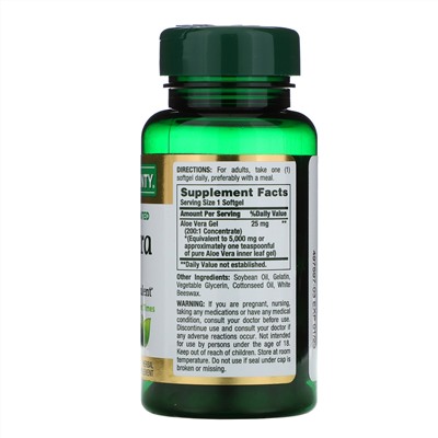 Nature's Bounty, Aloe Vera Gel, 5,000 mg Equivalent, 100 Rapid Release Softgels