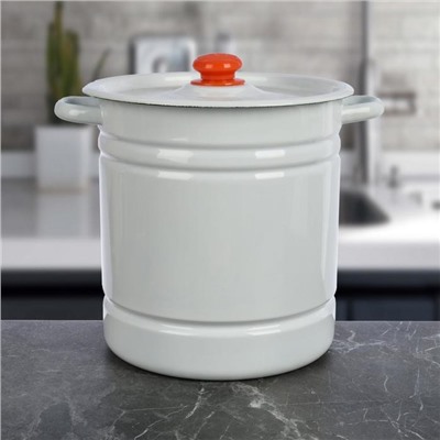 Мантоварка - позница эмалированная, 12 л, 4 вставки, цилиндрическая, цвет белый