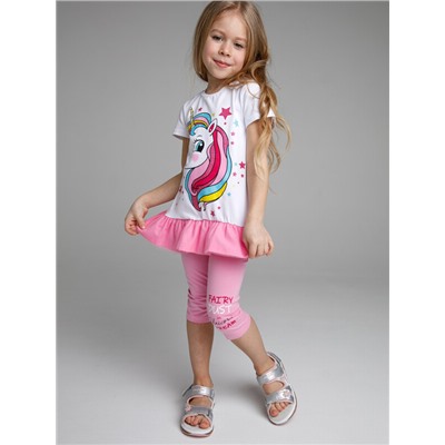 Комплект трикотажный для девочек: фуфайка (футболка), бриджи