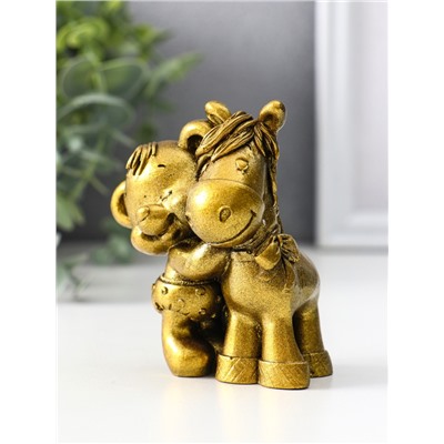 Фигурка «Мишка с лошадкой», 8.5×7×6 см, золото