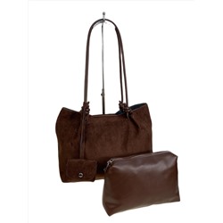 Женская сумка из искусственной замши, цвет шоколад