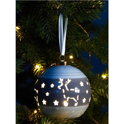 Ёлочный шар с подсветкой «Олень», 10×8.8×8.8 см, 1 LED, керамика, от батареек LR44×3, керамика, свечение тёплое белое