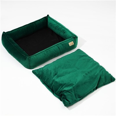 Лежанка для кошек и собак велюровая Pet Lab, 55×50×15 см, изумрудная