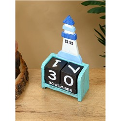 Календарь настольный «Маяк», 11×5×19 см, дерево, бирюзово-синий