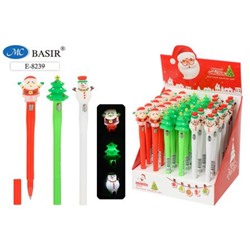 Ручка шариковая E-8239 "НОВЫЙ ГОД" с фонариком синяя Basir