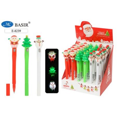Ручка шариковая E-8239 "НОВЫЙ ГОД" с фонариком синяя Basir