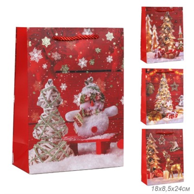 Пакет подарочный 18х24х8,5 / 5655-S /уп 12/720/Новый год