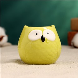 Декоративный горшок для цветов «Сова Гриня», керамический, 150 мл, 5×6 см, жёлтый