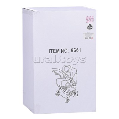 Коляска-люлька для кукол, металлическая, с корзиной, цвет морские звезды