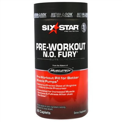 Six Star, Elite Series, Pre-Workout N.O. FURY, 60 Caplets