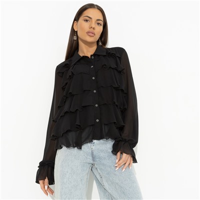 Блуза с объемным декором, Гипнотический стиль (черная)