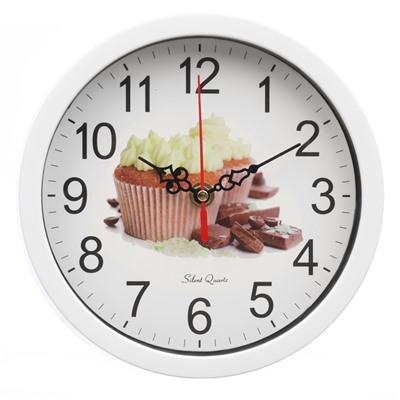 Часы настенные классические «Кексы», серия: Кухня, бесшумные, плавный ход, d=20 см, белые, от батарейки 1×АА