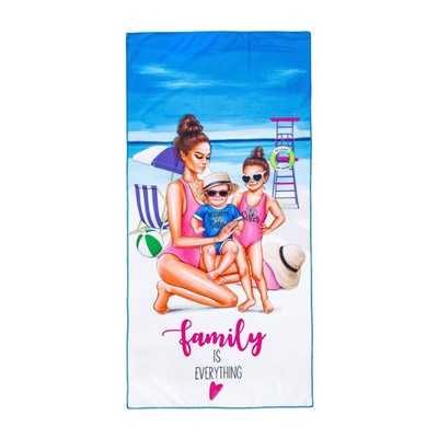 Полотенце пляжное в сумке Этель «Family» 70×140 см, микрофибра