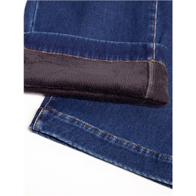 Джинсы-трубы из эластичного денима на флисе