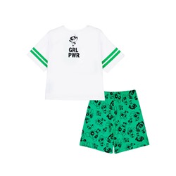 Комплект трикотажный для девочек: фуфайка (футболка), шорты